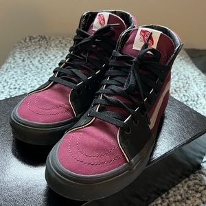 Vans custom burgundy/black hi tops